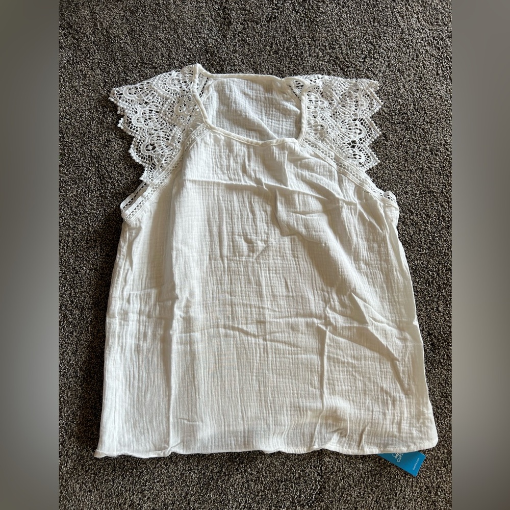 Cupshe White Lace Trim Tank Top